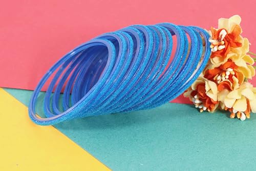 Image of NMII Glass Velvet Bangles Set For Women and Girls | Plain Glass Bangles | Velvet Chudi | Simple Bangles For Women | Stylish Glass Bangles- Set of 24