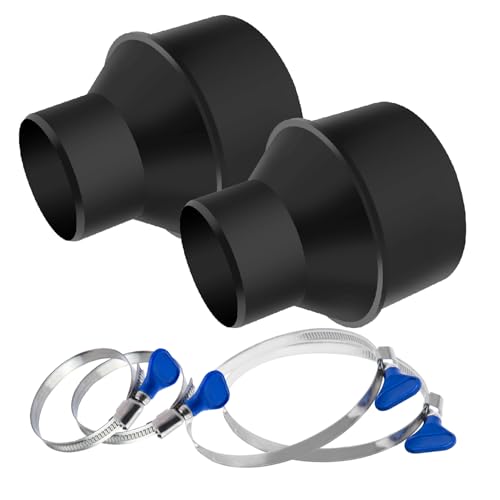 POWERTEC 4 Inch to 2-1/2 Inch Hose Cone Reducer w/Stainless Steel Key Clamps, Dust Collection Fittings for Dust Collection, Dryer Vent & Shop Vacuum Hose (70338-P2) by POWERTEC - Used condition - US$8.75