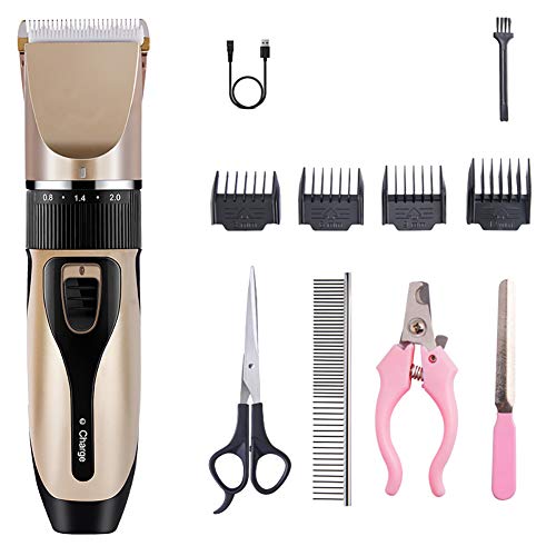 Professionele tondeuse voor huisdieren, snoerloos scheerapparaat voor kattenverzorging, hondentondeuse met laag geluidsniveau, oplaadbaar, geschikt voor honden, katten, konijnen en andere huisdieren