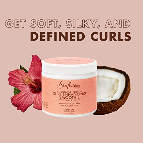 Sheamoisture Curly Hair Products, Coconut & Hibiscus Curl Enhancing Smoothie With Shea Butter, Sulfate Free, Paraben Free Hair Cream For Anti-Frizz, Moisture & Shine, (2 Pack - 16 Fl Oz Ea) #TOP2