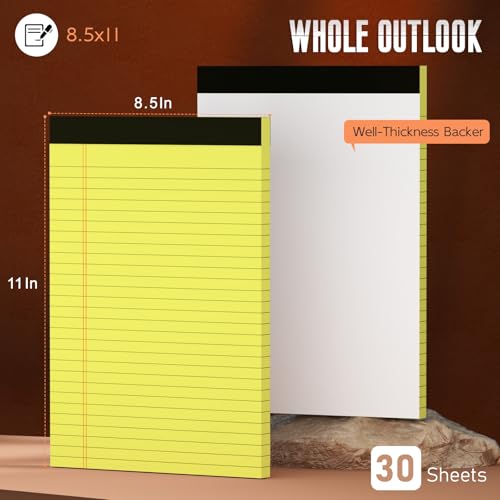 Image of Yellow Legal Pads 8.5 x 11 Note Pads, 3 Pack Yellow Legal Notepads 8.5 x 11 | Wide Ruled Writing Paper Pads, Perforated Legal Note Pad 30 Sheets Per Lined Paper Yellow Notepad for Taking Notes, Reminders