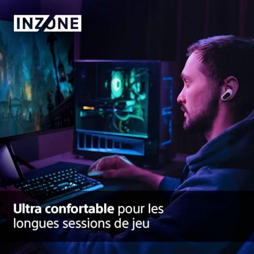 Sony INZONE Buds - Ecouteurs Gaming, 360 Spatial Sound, réduction de Bruit Active, 24 Heures d'autonomie, dongle à Faible Latence, compatibles PC et PS5, Bluetooth Standard Non Compatible - Blanc