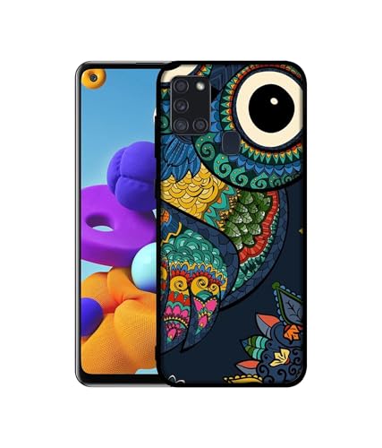Image of Owl Illustration Design Premium 2D Printed Metal Back Case Cover for Samsung Galaxy A21S 4G