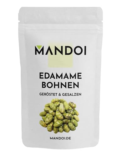 Mandoi Edamame Bohnen 200g, geröstet und gesalzen, 43% Protein, leckerer Snack auch als Topping für Mahlzeiten, vegan