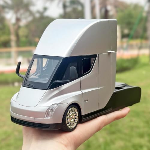 Image of Magicwand 1:32 Scale Die-Cast Metal Teslla Semi Truck Head with Openable Doors,Pull Back Action,Blinking Lights【Pack of 1】【Colors as Per Stock】