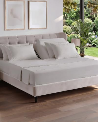 Image of Flex Top Split Head King 6 Piece Piece Sheet Set - Comfy Breathable & Cooling - Soft Hotel Luxury Bedding Set with 8-16 Inch Deep Pockets - 1 Flat & 1 Fitted Sheet & Pillowcases - Light Grey