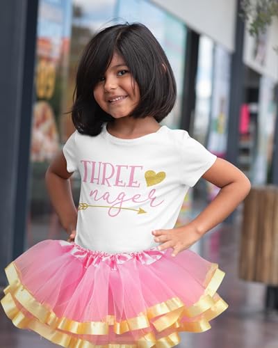 Image of Luke and Lulu Threenager Birthday Outfit - Third Birthday Outfit Girl with Tutu Skirt - Clothes for 3 Year Old - Size 3T /4T
