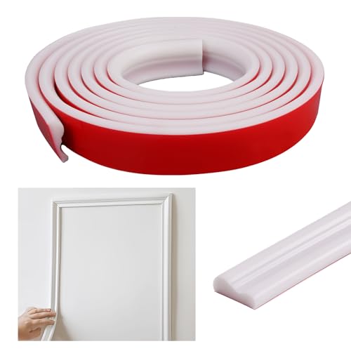 3 Metros Molduras de Pared Autoadhesivas de 32 mm de Ancho, Cortable, Blanco TPE Flexible Molduras Decorativas Pared, Impermeable Moldura Decorativas para Muebles, Marcos de Puertas, Techos, Paredes