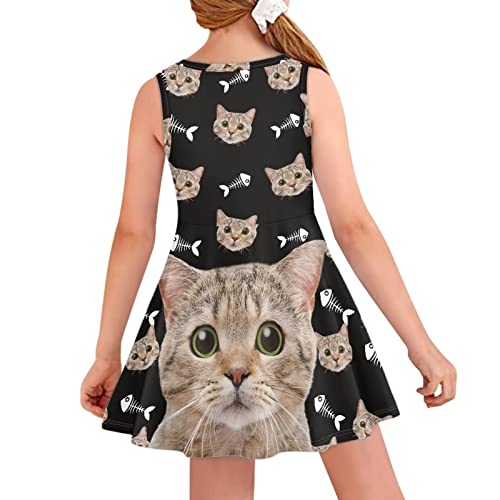 Modysero Print Girls Twirly Swing Tank Sundress Causal High Waist A Line Skater Dress for 3-16 Years Old4