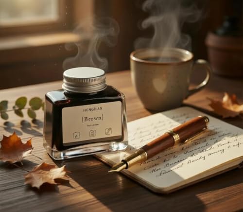 Image of HONGDIAN, Ink Bottle - Non Carbon | Brown | 60ml Premium Writing Ink.