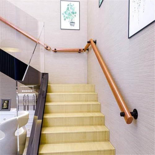 Rambarde d'escalier intérieure en bois massif 4m57 avec support mural