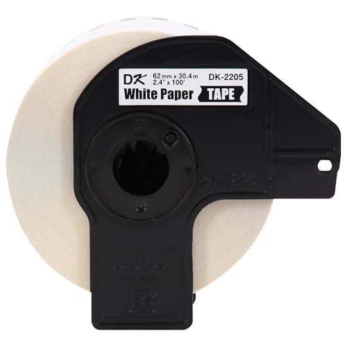Image of Brother Genuine, DK-220524PK Continuous Paper Label Roll, Cut-to-Length Label, 2.4 inch x 100 Feet, (24) Rolls Per Box, White (DK220524PK)