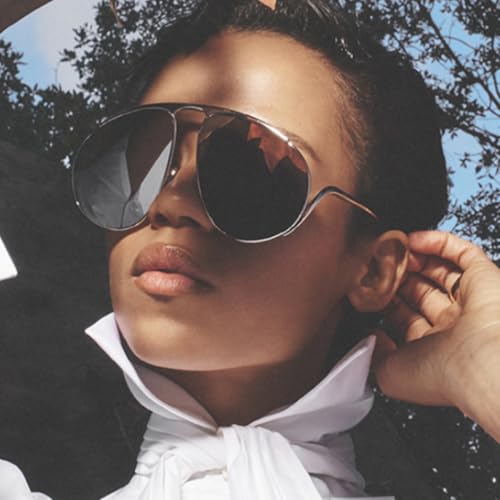 Retro Metal Sunglasses for Women Men Oversized Uv4003