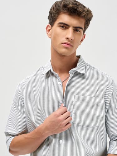 Image of Urbano Fashion Men's Cotton Full Sleeve Regular Fit Casual Striped Shirt