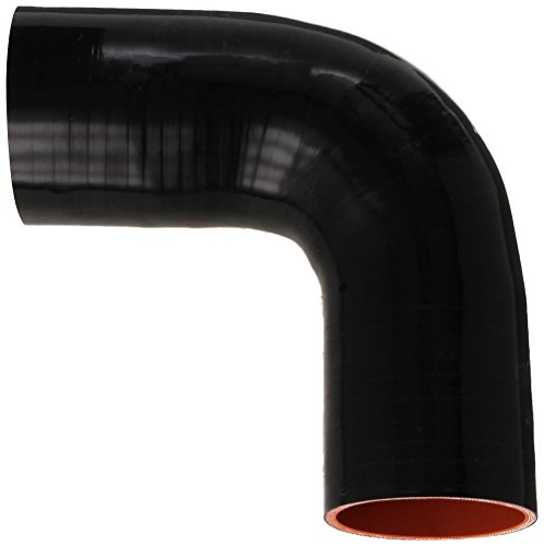 HPS Silicone High Temperature 90 Degree Elbow Reducer Hose 2-1/2" To 3-1/4" ID - 4-Ply Reinforced Black