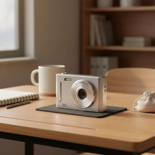 Image of 1080P HD Recording Retro Sensor Camera Anti-Stabilization Compact Digital Camera Built-in Flash Photography Equipment 50 Megapixels for Students, Teens, Beginners, Travel, Silver, No Card