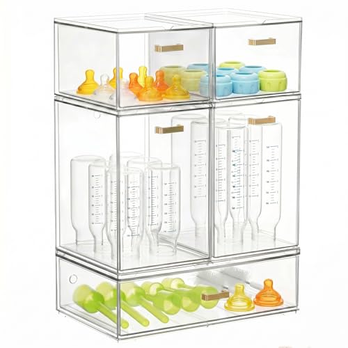 5 Stackable Clear Acrylic Storage Drawers for Vanity & Kitchen