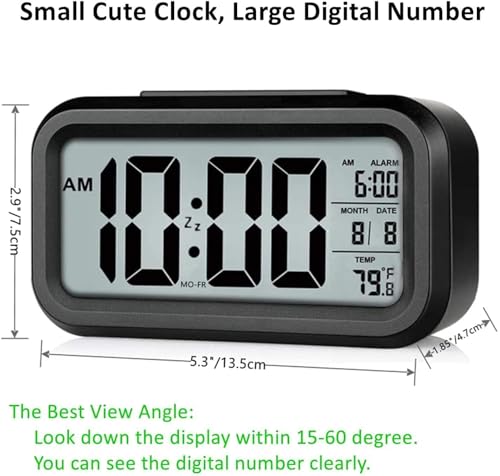 Image of Digital Table Alarm Clock | Multifunction LED Desk Clock with Date, Temperature & Automatic Sensor Display | Large Easy-to-Read Time Display