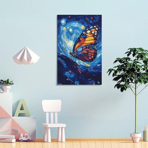 Affiche papillon nuit étoilée POLIUAWS toile 30x45cm - 2
