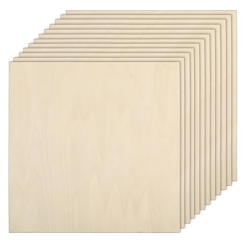 16 Pack Basswood Plywood Sheets 12 x 12 x 1/5