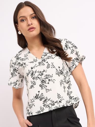 Image of SheWill Women's Embroidered Cotton Blend Ethnic & Western Top