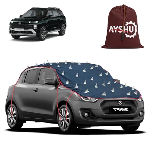 Image of AYSHU Water-Resistant Spike Car Cover for Hyundai Alcazar - Protects from Dogs, Monkeys, Dust, Sunlight & UV - Full Roof Universal Fit