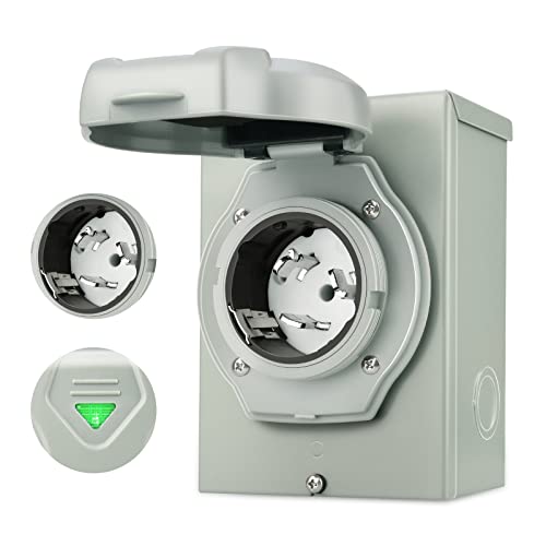 BlueFire 50 Amp Generator Power Inlet Box, NEMA 3R Power Inlet Box,125/250V, 12500W, Receptacle Generator Outlet for Outdoor 3 Prong Generator Cord Receptacle Transfer Switches Weatherproof ETL Listed BlueFire 50 Amp Generator Power Inlet Box, NEMA 3R Power Inlet Box,125/250V, 12500W, Receptacle Generator Outlet for Outdoor 3 Prong Generator Cord Receptacle Transfer Switches Weatherproof ETL Listed