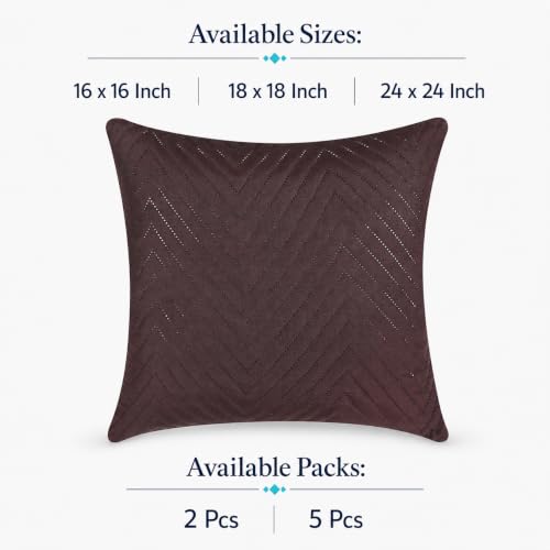 Image of RD TREND UltraSonic Microfiber Cushion Covers, 45 x 45 cm /18 x 18 inches, Set of 5, 250 TC,Back Zipper (Coffee)
