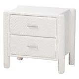 Baxton Studio Laria Modern White Teddy-Bear Fabric 2-Drawer Nightstand