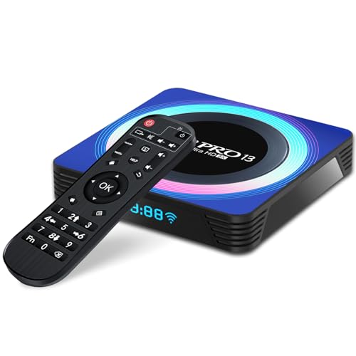 Android TV Box 13.0 4GB RAM/32GB ROM Quad-Core CPU Smart Box with Dual-Band Wi-Fi 6 Ethernet Bluetooth 5.0 4K HDR10