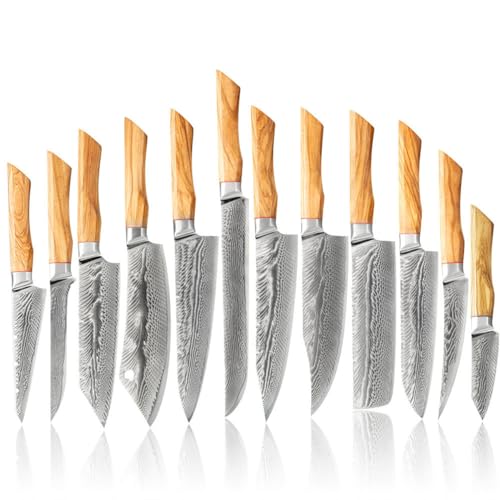 Set Cuchillos Cocina 12 Piezas Acero Aleación Madera
