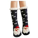1 Paar Hohe Socken Schwarz Weihnachten Drucken Strümpfe Damen Sexy Socken Damen Lustig Socken Damen Warm Kuschelig Lang Rot Damen Winter Nette Plüsch Weihnachtsdruck Socken Super Weiche Warme Socken