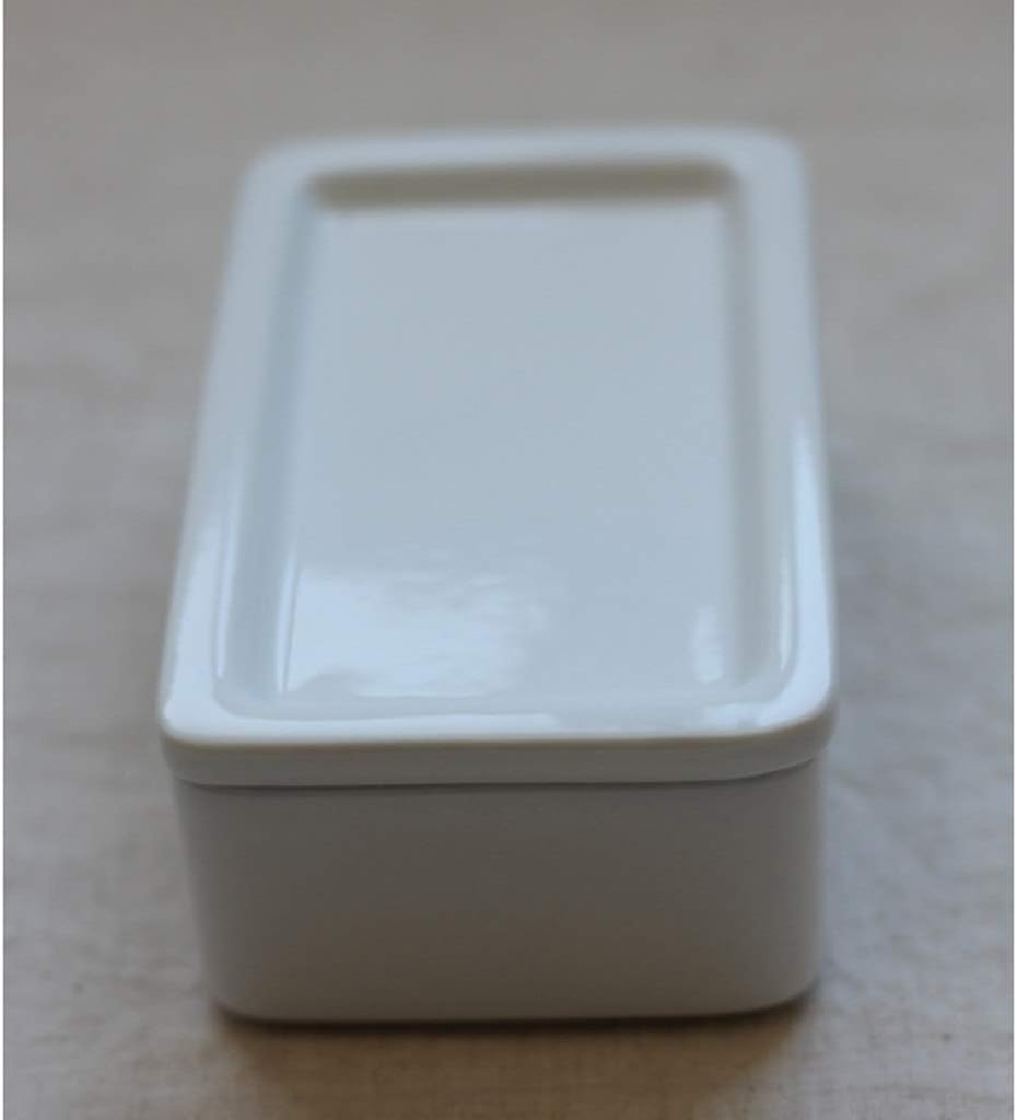 Butter Dishes Simple White Ceramic Rectangular Butter Box Ceramic Butter Tray with Lid Butter Container