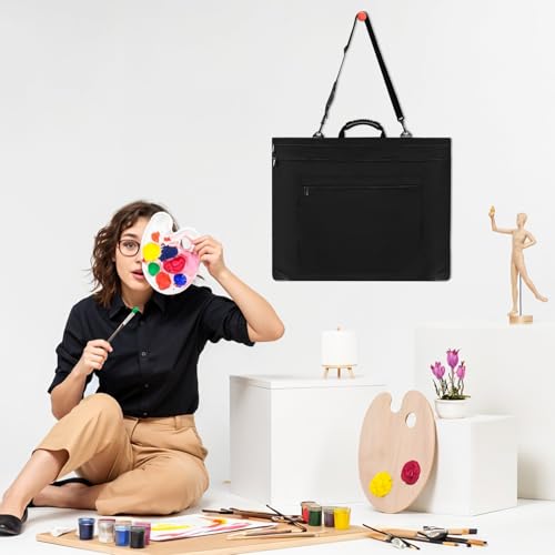 Image of Art Portfolio Case 20x24 Inch Large Size Portfolio Folder for Artwork Poster Board Storage Waterproof Art Portfolio Tote Bag with Four Pockets and Handle for Drawing, Sketching
