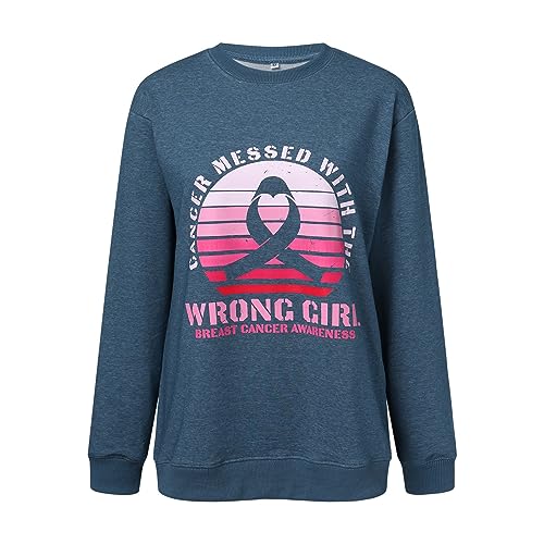 Sweat-shirt décontracté pour femmes bleu M coupe ample pullover rose