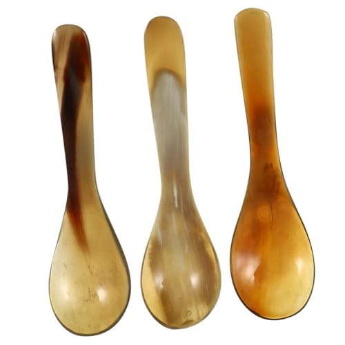 Uonlytech 3 piezas Cucharas de Café Naturales de Cuerno de Buey Cucharillas Pequeñas para Postres y Pasteles Utensilios Portátiles para Oficina y Cocina