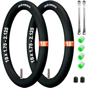 18 x 1.75 AV 40 Schlauch Kinderfahrrad, Klapprad und Fahrradanhänger 18 Zoll 18x1.75/1.95/2.125 mit Auto Ventil 40 mm (Schraderventil) Inklusive 2 Montierhebel 2 Stück Packung Kompatibel mit 18 Zoll