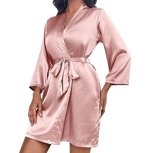 Generisch Albornoz Mujer Grande Camisón Mujer Tina Elástica Albornoz Liso Textiles Hogar Pijama Mujer, Rosa., M
