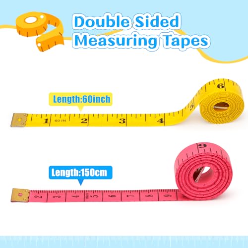 24 Pack 60 inches Double Scale Soft Tape Measure Flexible Measuring Tape Ruler Weight Loss Medical Body Measurement Sewing Tailor Dressmaker Cloth Ruler with Accurate Measurements(150cm/60inch)