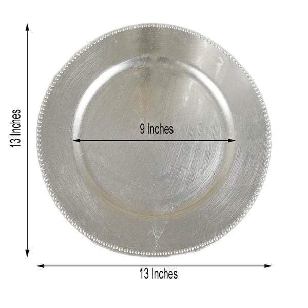 Platos cargadores redondos con borde perlas 13 in 6 pcs miniatura 2
