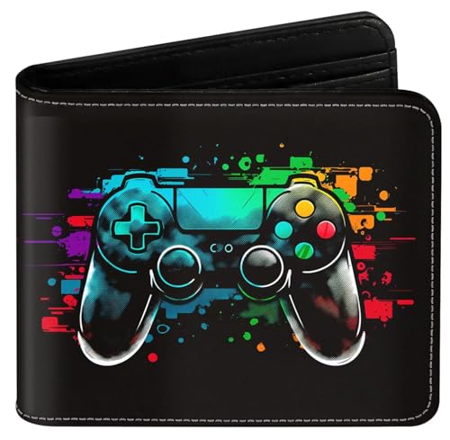 Exxbyeli Boys Wallet Gifts For Gamers Boys Gamepad Leather Wallets Credit Id Card Cash Holder Rfid Blocking Zipper Aesthetic Wallets With Coin Pocket Id Window Teen Gaming Wallets For Gamers Men Boys Teenager cover