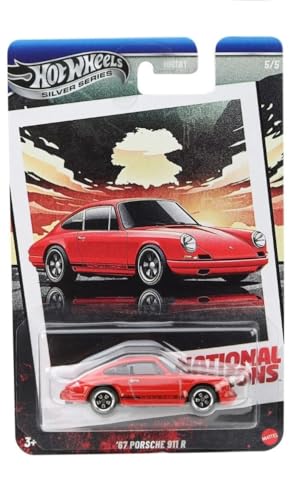 Image of Hot Wheels 1:64 Scale Toy Car, Die-Cast Vintage 67 Porsche 911 R with Exclusive Wheels & Collectible Race-Inspired Packaging, National Icons​