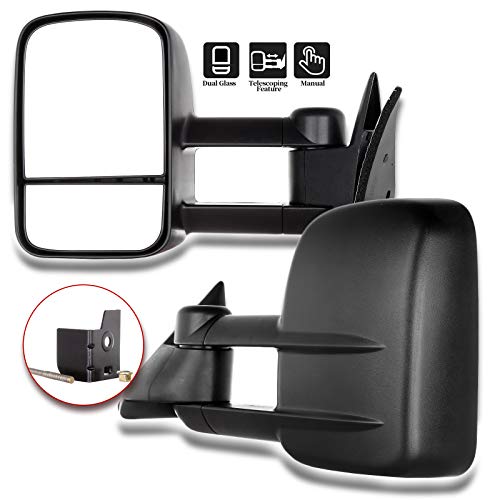 FEIPARTS Tow Mirror Fit for 1988-2000 for Chevy/for GMC 1988-2001 for Chevy/for GMC C3500 1992-1999 for Chevy/for GMC Suburban 1992-2000 for Chevy Tahoe for GMC Yukon Towing Mirrors Manual Black