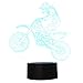 Produktbild 3D Optical Illusion Lampe LED Nachtlichter Motocross Modell, Cooja Touch Tischlampe Haus Dekoration 7 Farben Einzigartige Lichteffekte 1.5m USB Kabel zum Kinder