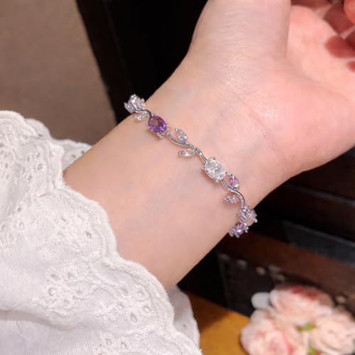 Image of Trendy Tulip Bracelet for Women | Gold Plated Pink Crystal Floral Bracelet | Elegant Minimalist Jewelry | Adjustable Chain Bracelet Gift for Girls Women | Stylish Party Daily Wear Accessory