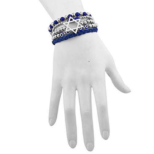 LUX ACCESSORIES Silvertone Jewish Hanukkah Arm Candy Set (5pc)2