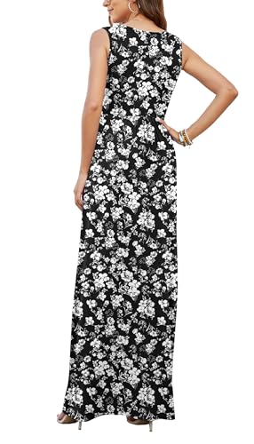 Image of AUSELILY Maxi Dresses for Women Summer Casual Sleeveless V Neck Wrap Dress | Sleeveless Long maxi dress with wrap V neck & side pockets, for formal cocktail, beach & casual daily wear