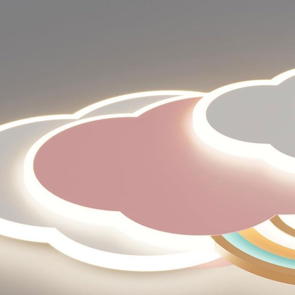 Deckenlampe LED Kreativ Dimmbar 53W Cartoon Beleuchtung Acryl Rosa Wolke Design Deckenleuchte mit Fernbedienung Junge Mädchen Zimmer Deckenleuchten Wohnzimmer Schlafzimmer Büro Dekoration Decke