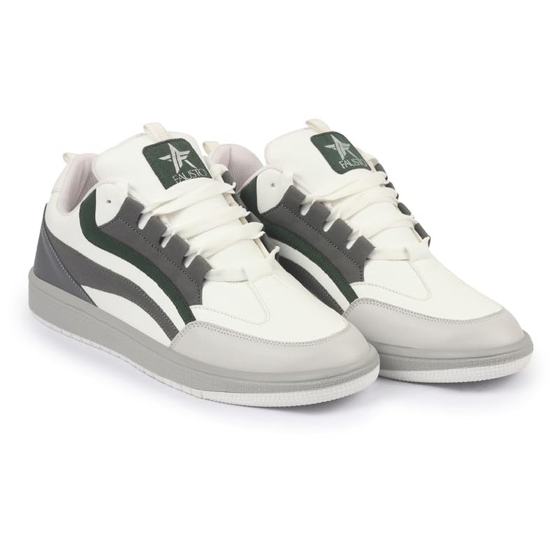Image of FAUSTO Men's Colorblocked Low Top Classic Lace-Up Sneaker Shoes|Low Ankle Casual Shoes|All Day Comfortable Sneakers