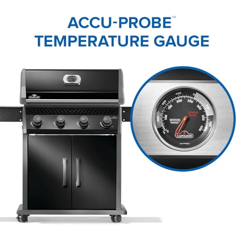 Image of Napoleon Rogue 525 Natural Gas Grill, Black, Durable 4-Burner Cooking Surface